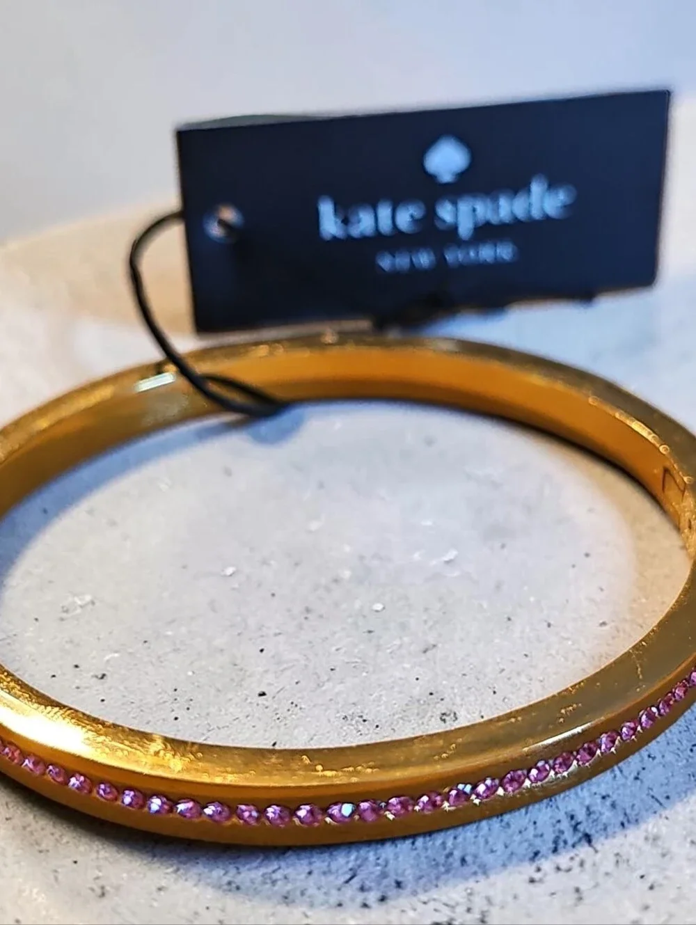 kate spade Gold Bangle Bracelet with Pink Crystal Accent